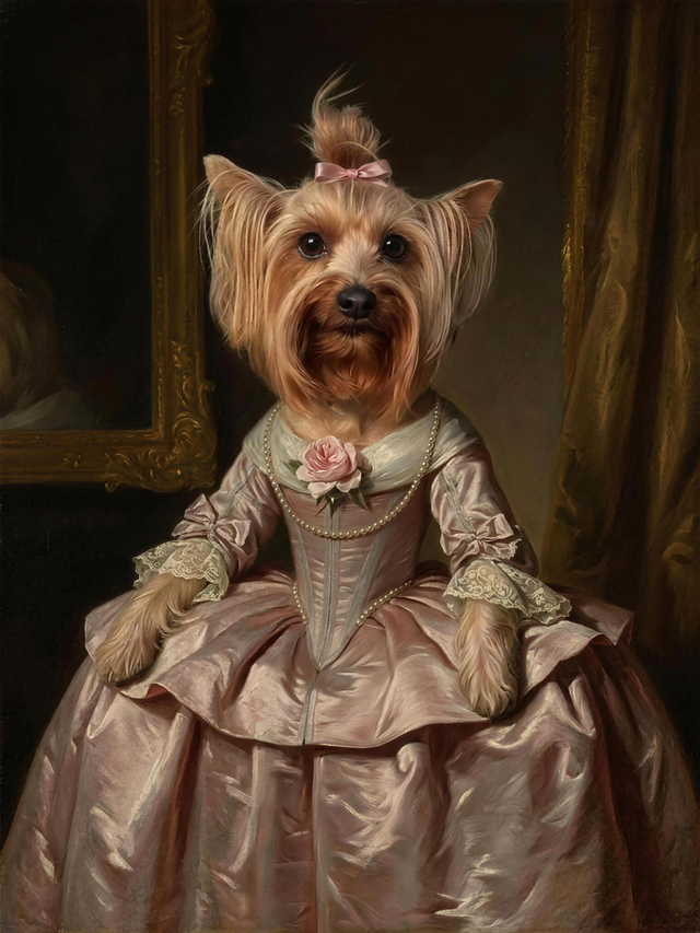 Mia — a Yorkshire Terrier pet portrait in the court manner · Commission No. 0006