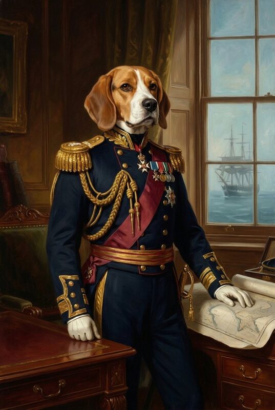 Beagle, naval admiral portrait in the oil tradition