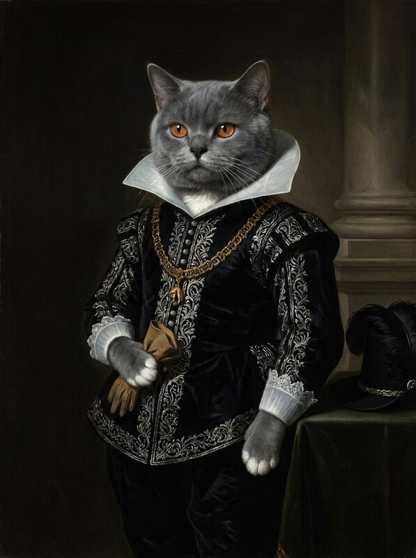 Rayan, British Shorthair, Spanish court portrait in the oil tradition